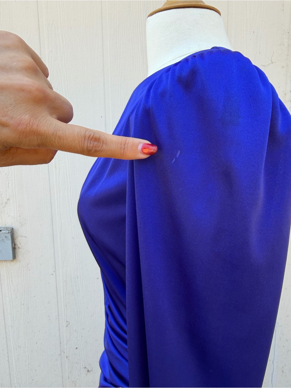 Vintage Capricorn Cobalt Blue Beaded Draped Midi Dress Sz 12 USA - Picture 16 of 16